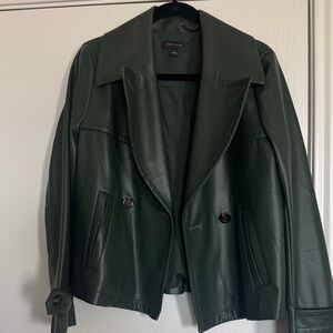 Ann Taylor Faux Forest Green Leather Jacket